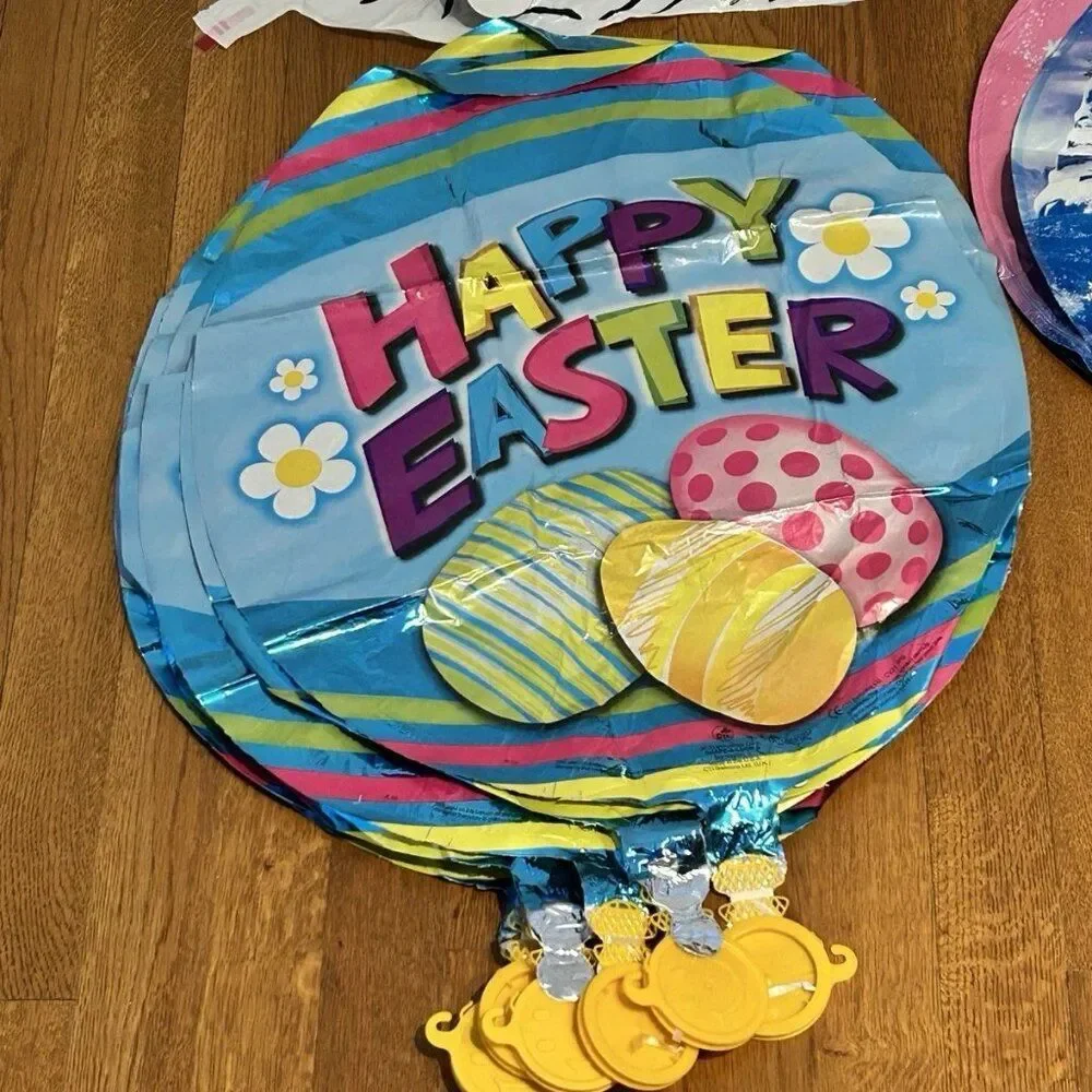 Easter Mylar Balloons, Frozen + Paper Magenta Honeycombs and Balloon Weights